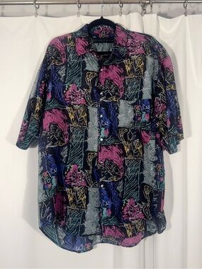 Vintage Men’s Santana Silk Retro Button Up Shirt